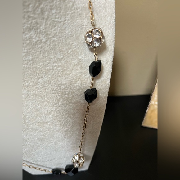 J. Crew Elegant Black and Gold Necklace Long, Designer Fashion Jewelry - Picture 9 of 9